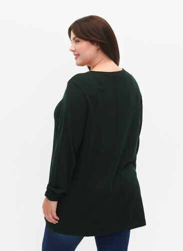 Knitted blouse in cotton-viscose blend, Scarab, Model image number 1