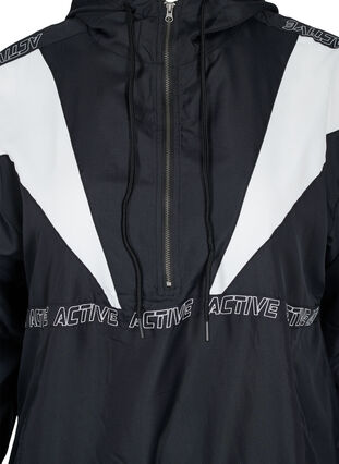 Hooded exercise jacket with print details, Black, Packshot image number 2