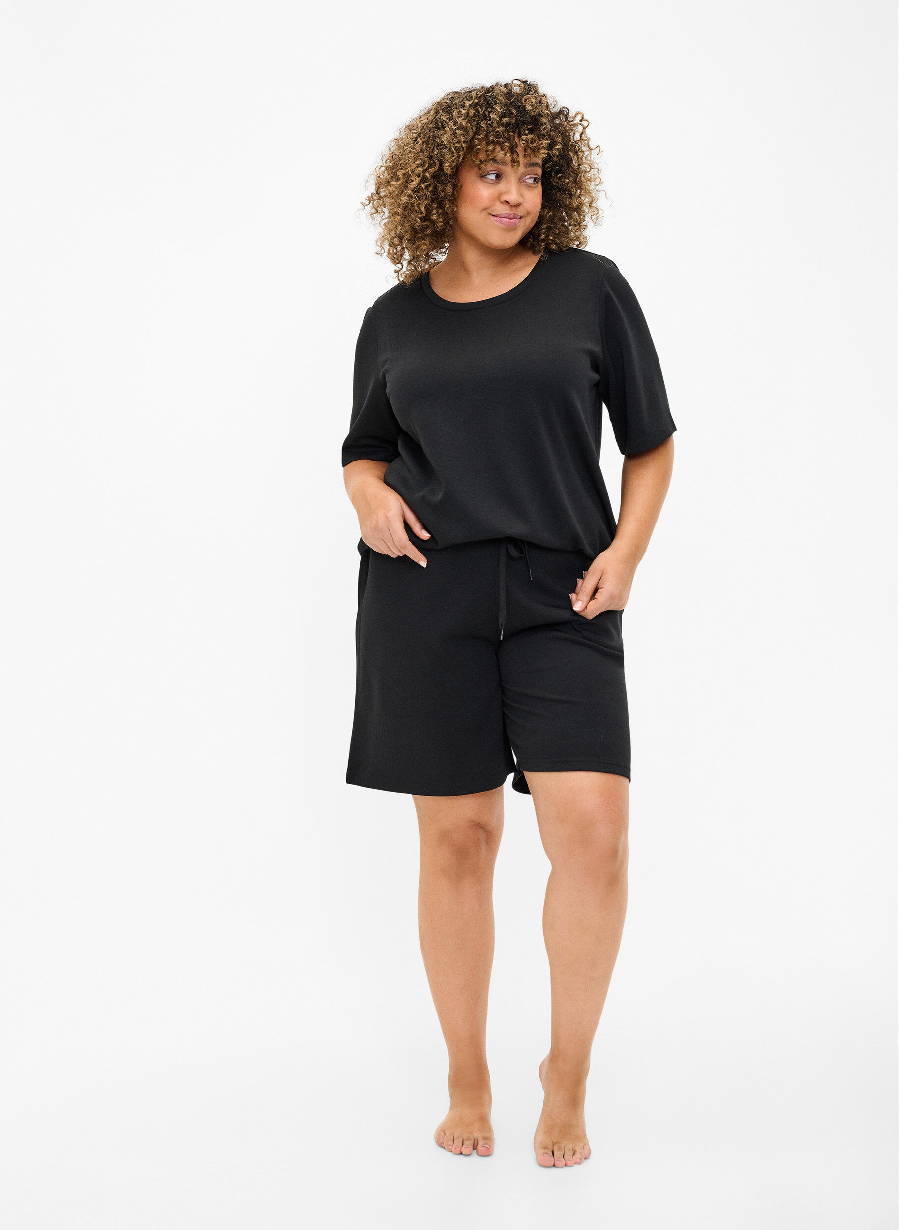 ZizzifashionT-shirt in modal mix, Black, Model image number 1