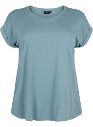 Short sleeved cotton blend t-shirt, Smoke Blue, Packshot
