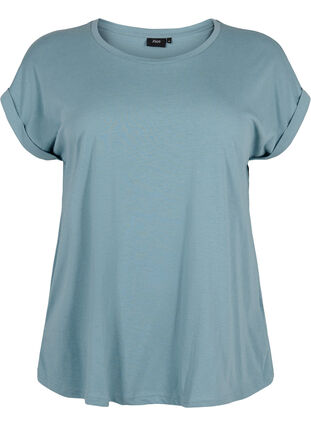 Short sleeve cotton blend T-shirt, Smoke Blue, Packshot image number 0