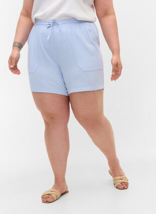 Loose shorts with pockets, Xenon Blue, Model image number 2