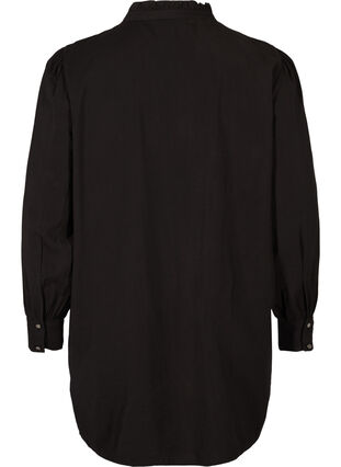 Tunic with buttons and ruffle details, Black, Packshot image number 1