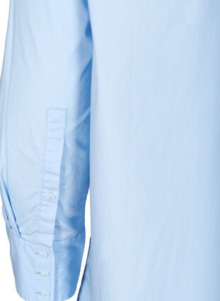 Long cotton shirt with chest pockets, Blue Heron, Packshot image number 3