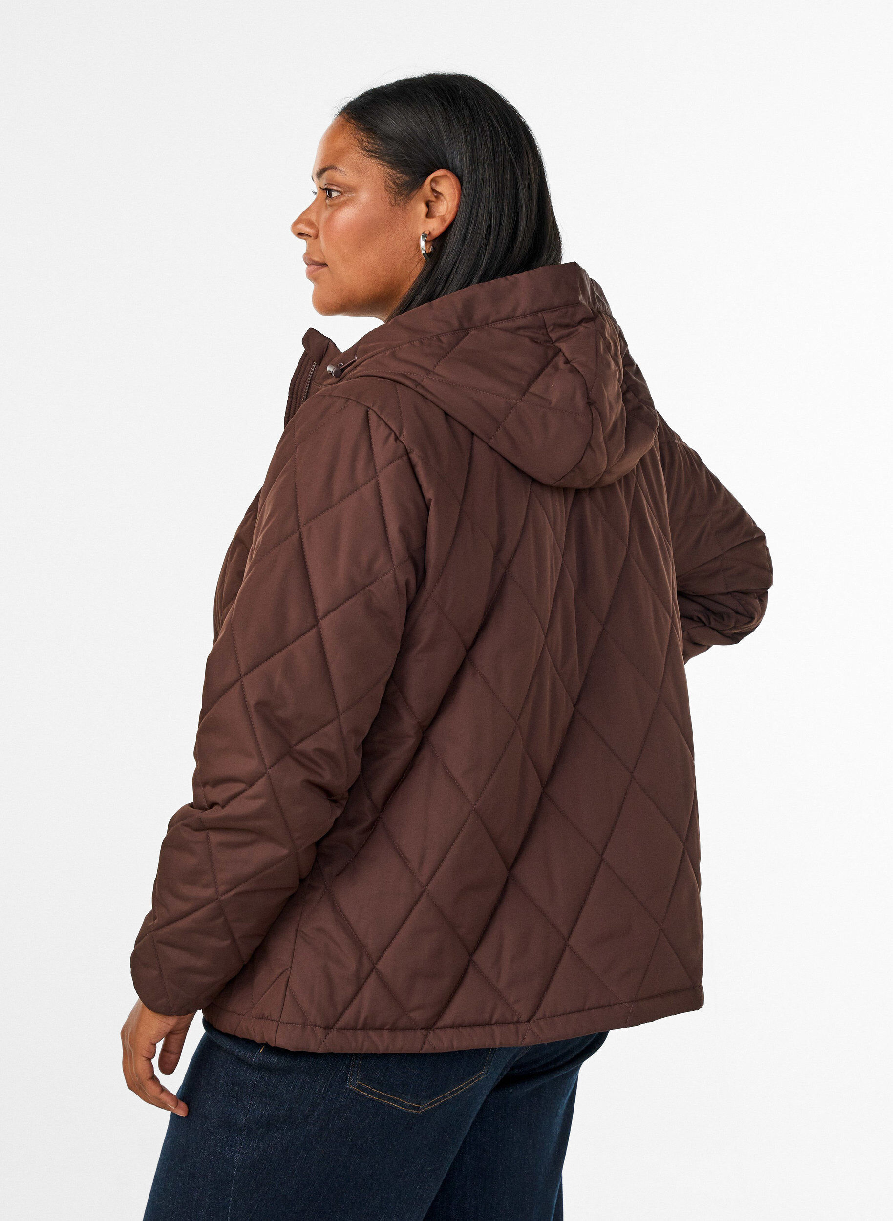 ZizzifashionLightly padded jacket with diamond quilt, Brown, Model image number 2