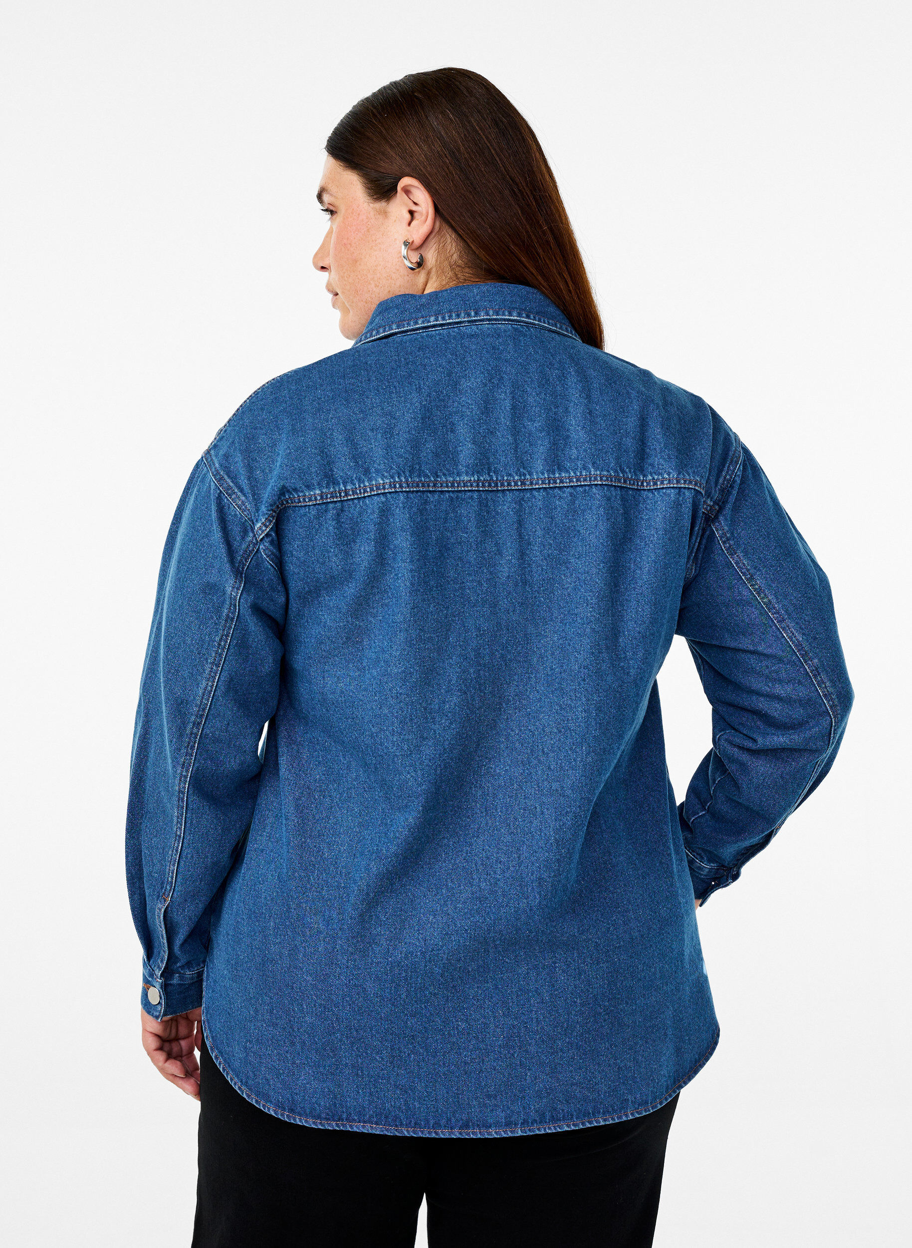 Zizzifashion Denim shirt with eyelets, Blue, Model image number 2