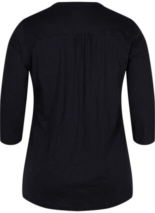 Cotton blouse with 3/4 sleeves, Black, Packshot image number 1