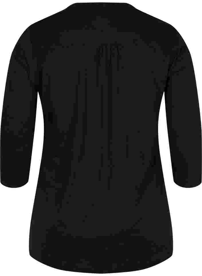 Cotton blouse with 3/4 sleeves, Black, Packshot image number 1