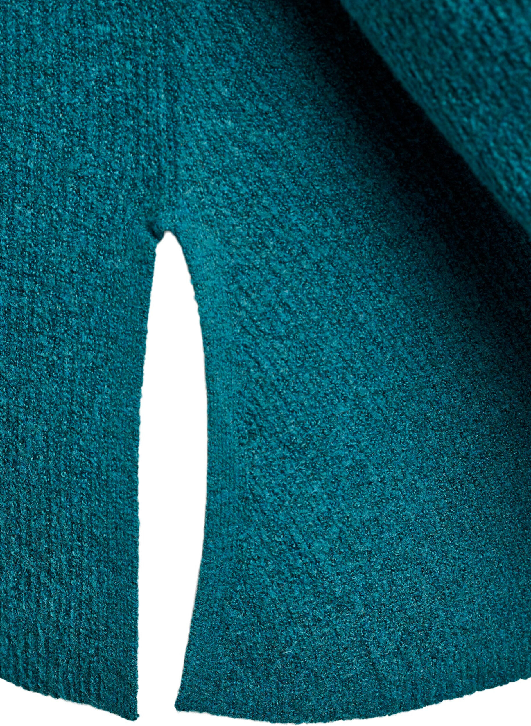 Zizzifashion Knitted jumper with a diagonal pattern and raglan sleeves, Green, Packshot image number 3