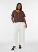 Textured cotton blouse with button fastening, Brown, Model image number 1