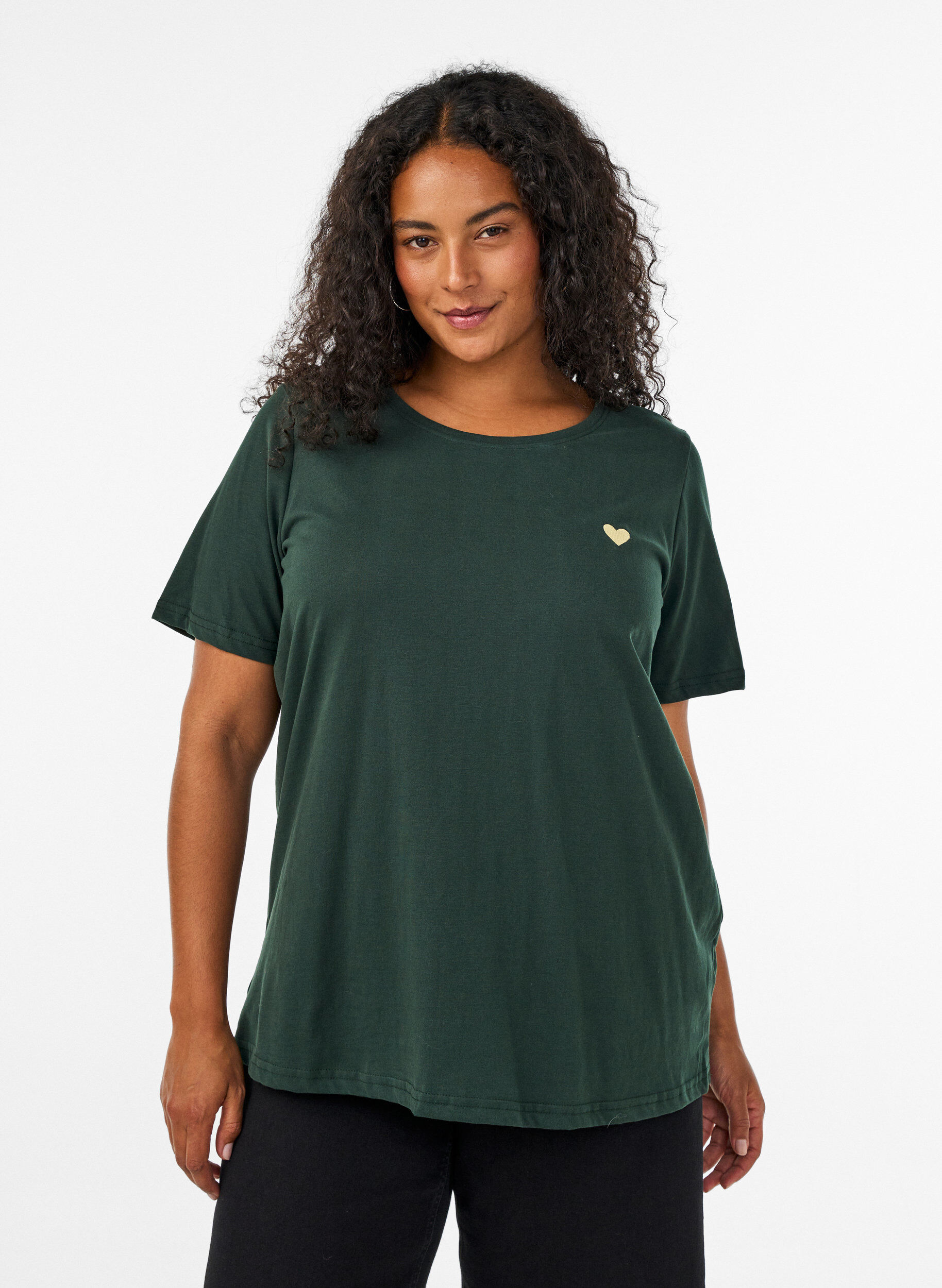 T-shirt with motif, Green, Model