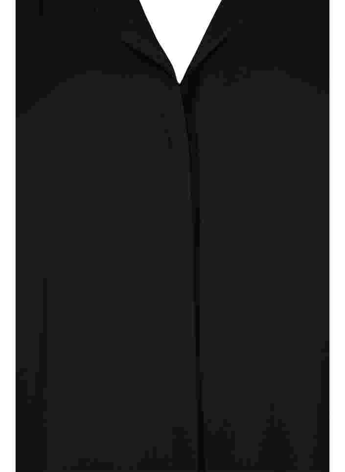 Solid colour shirt with v-neck, Black, Packshot image number 2