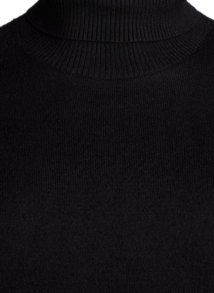 Knitted blouse with turtleneck and side buttons, Black, Packshot image number 2