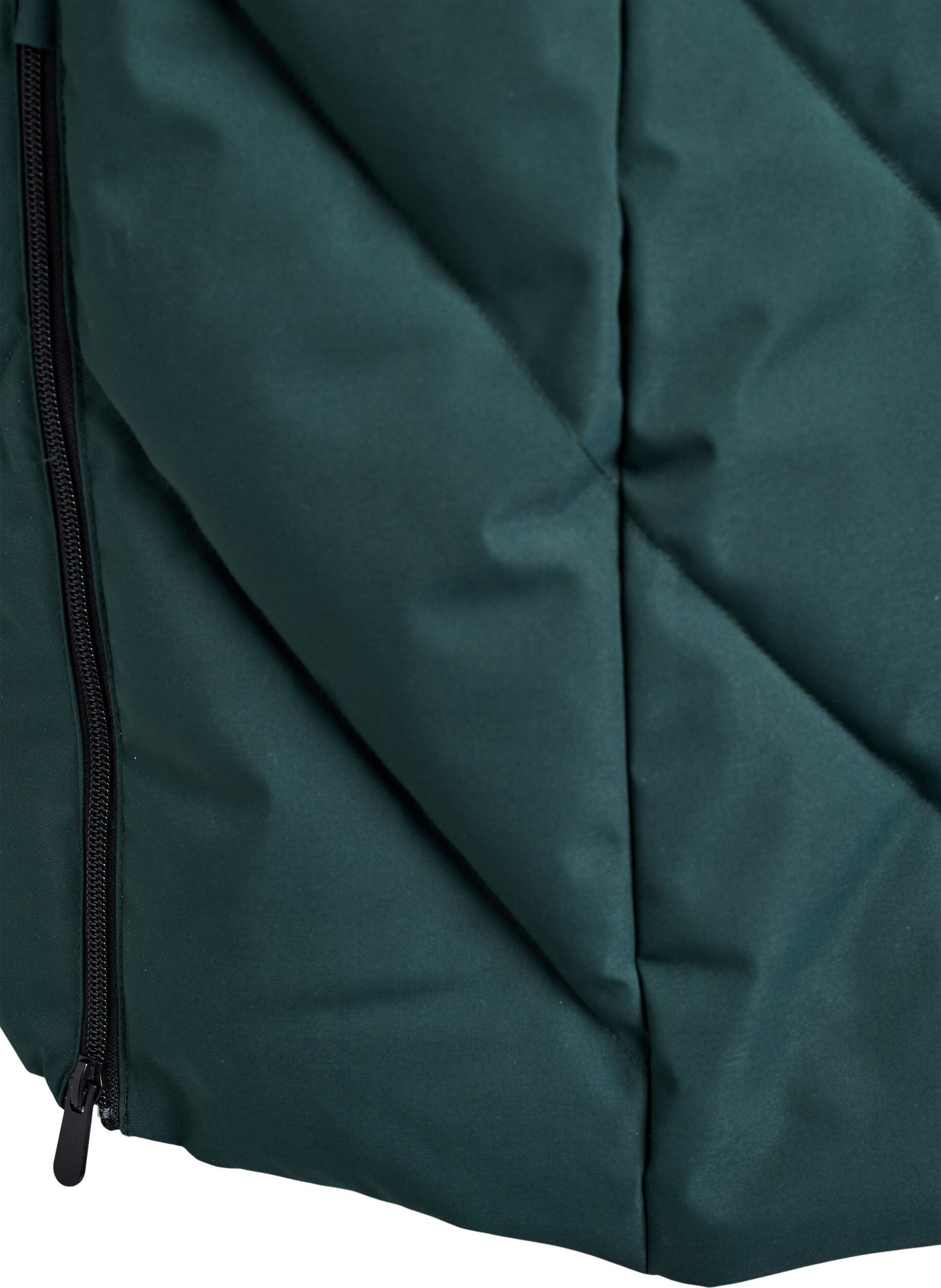 ZizzifashionLong winter coat with hook fastenings and a faux fur collar, Green, Packshot image number 4