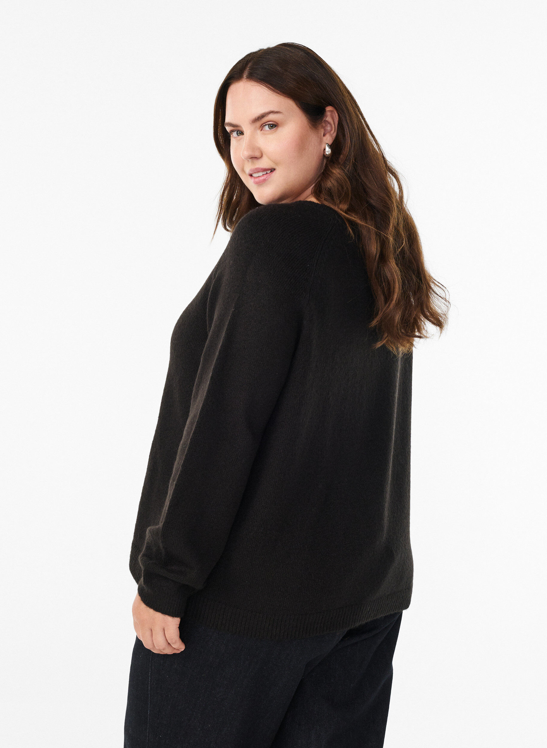 Zizzifashion Soft knit with a round neck, Black, Model image number 2
