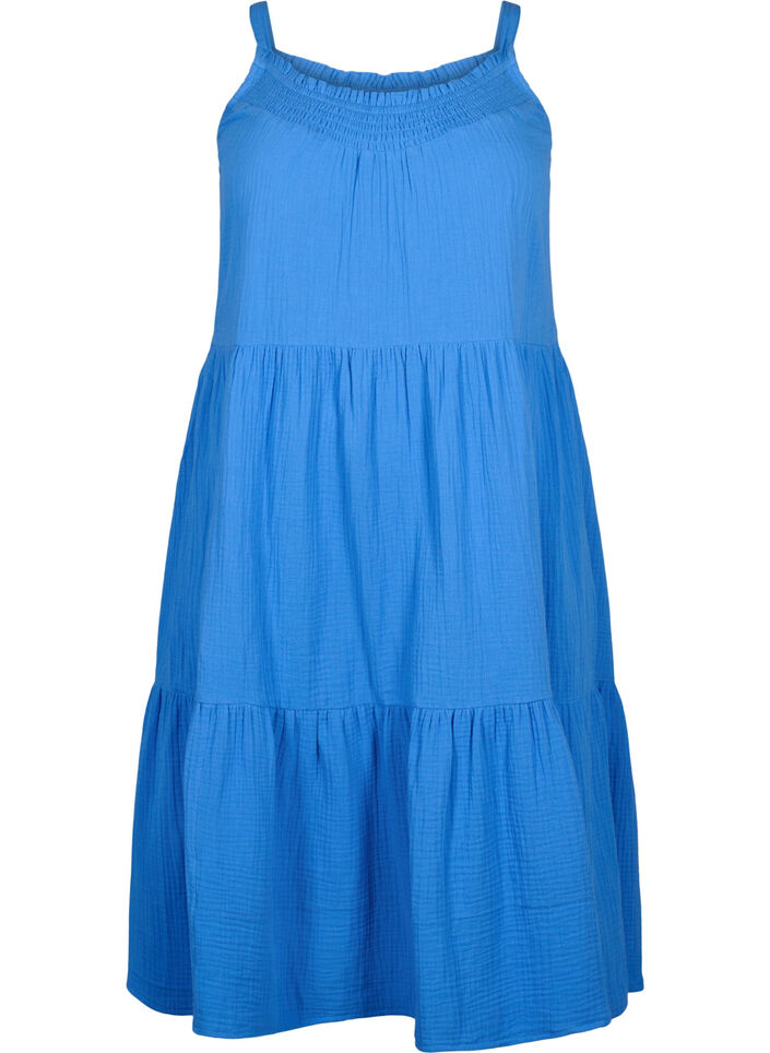 Plain cotton strap dress, Marina, Packshot image number 0