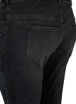 High-waisted Amy jeans with rhinestones, Grey Denim, Packshot image number 3