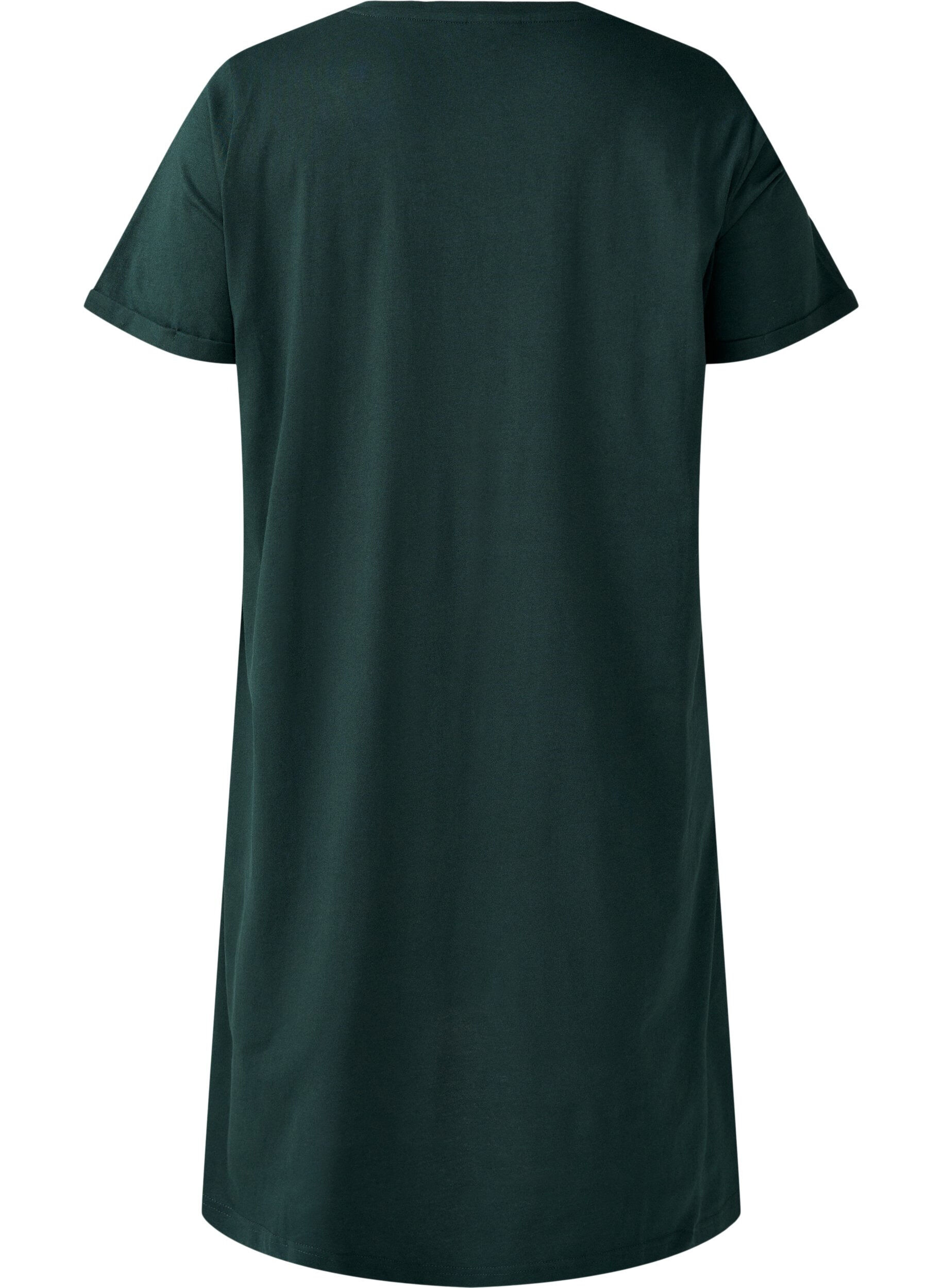 Zizzifashion Short-sleeved nightgown in organic cotton, Green, Packshot image number 1