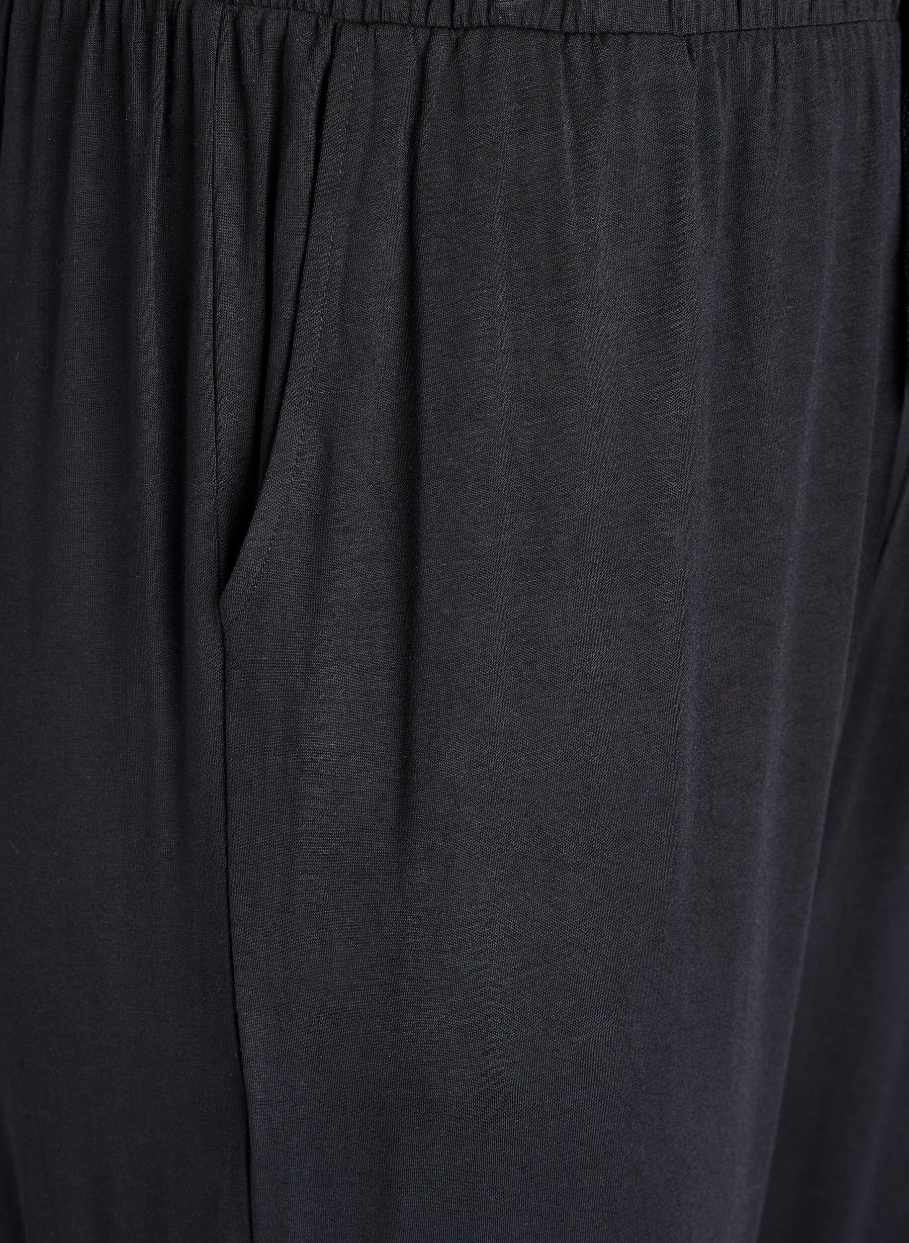 ZizzifashionNight trousers in modal with high waist, Black, Packshot image number 2