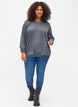 Melange top with long sleeves and v cutting, Dark Grey Melange, Model image number 2