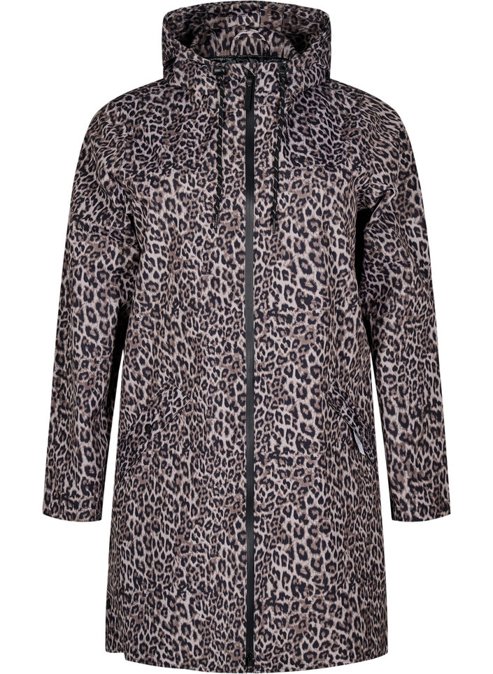 Rain jacket with pockets and a hood, Brown, Packshot image number 0