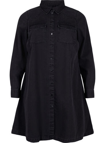 Denim dress with buttons, Grey Denim, Packshot image number 0
