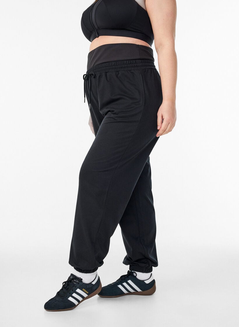 Sweatpants with a wide waistband, Black, Model image number 0