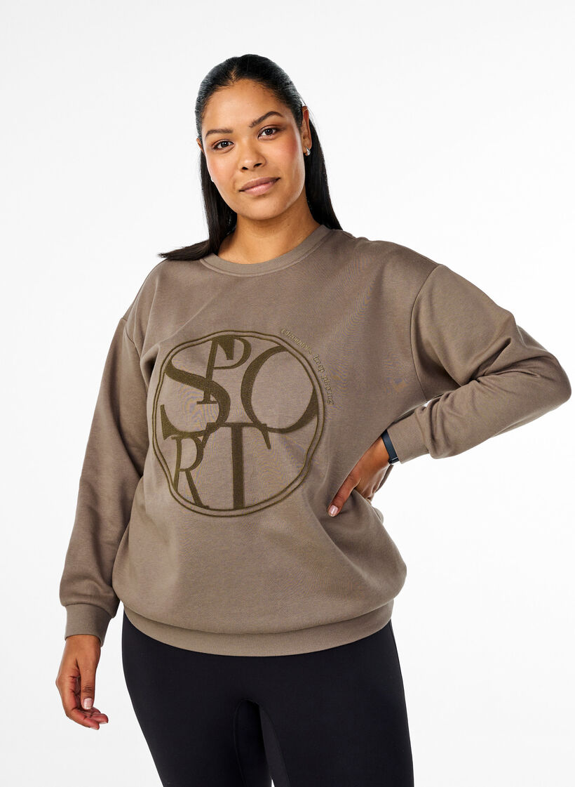 Sweatshirt with a motif, Walnut, Model image number 0