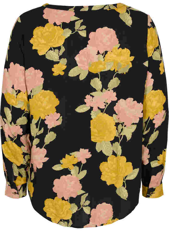 100% viscose blouse with floral print, Scarab Flower, Packshot image number 1