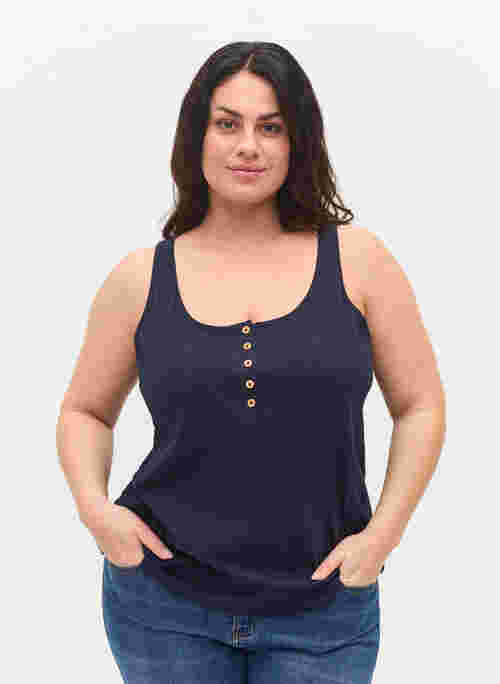 Block coloured cotton top with elastic along the bottom