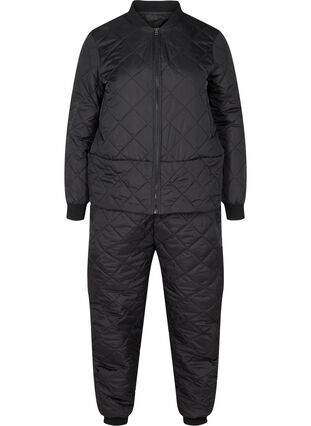 Quilted 2-in-1 jumpsuit with pockets, Black, Packshot image number 0