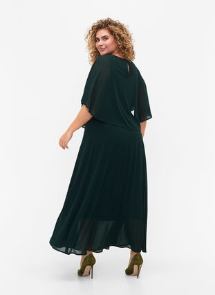A-line maxi dress with short sleeves, Scarab, Model image number 1