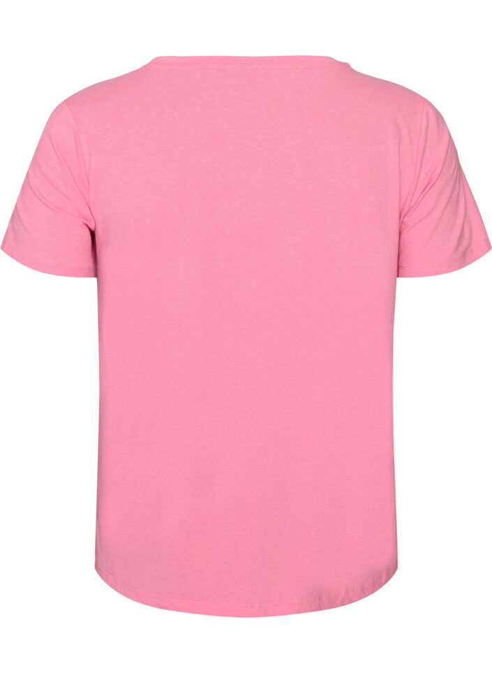 Basic plain cotton t-shirt, Pink, Packshot image number 1