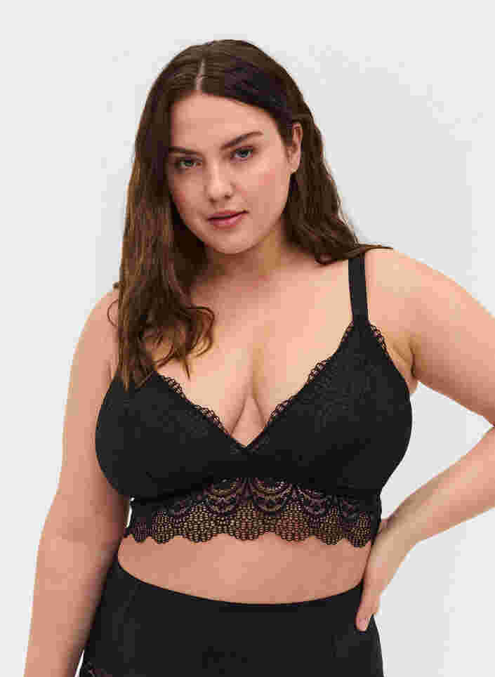 Lace bra with removable inserts, Black, Model