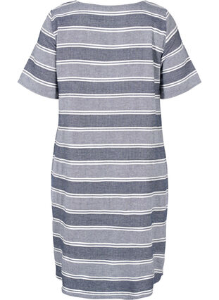 Striped, short-sleeved dress, Blue Stripe, Packshot image number 1