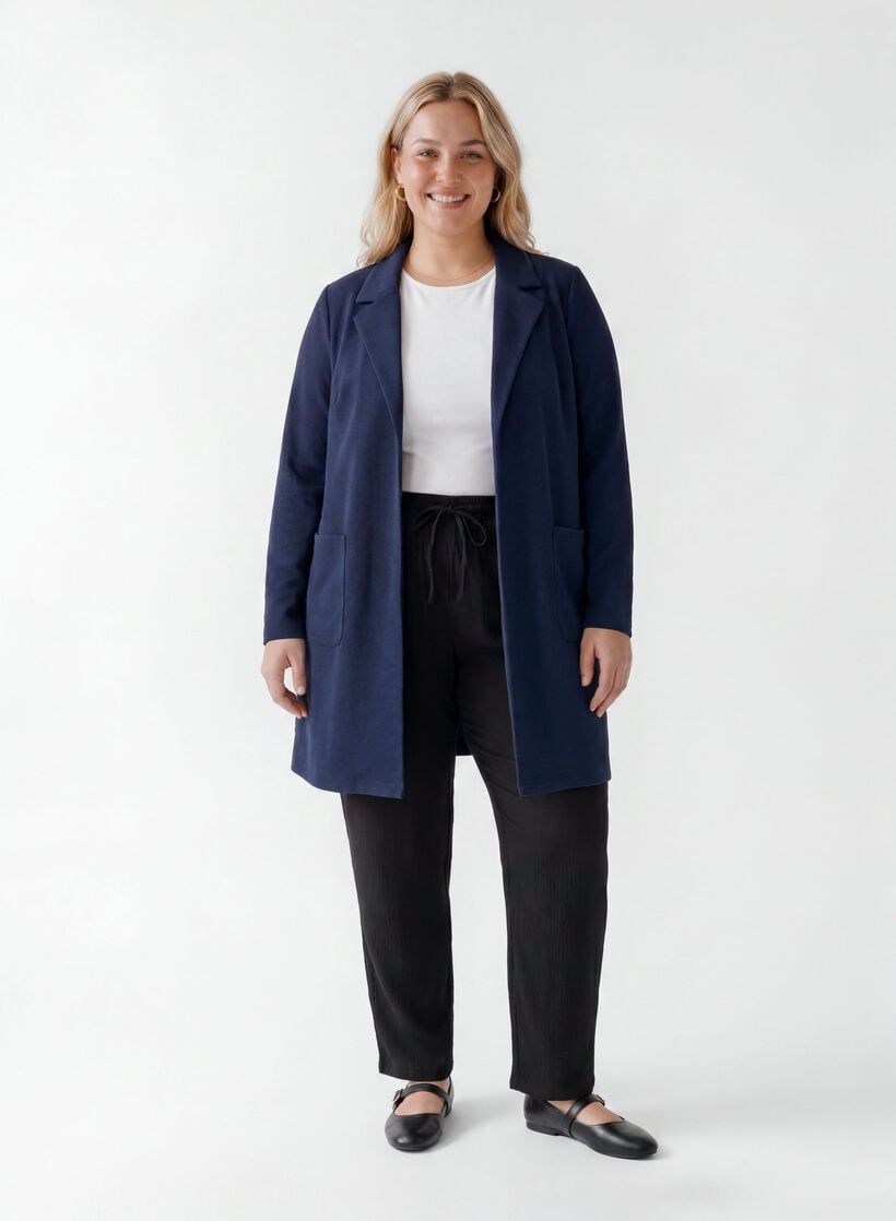 Long blazer with pockets, Blue, Model image number 1