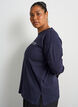 Long-sleeved jersey blouse with text print, Blue, Model image number 3