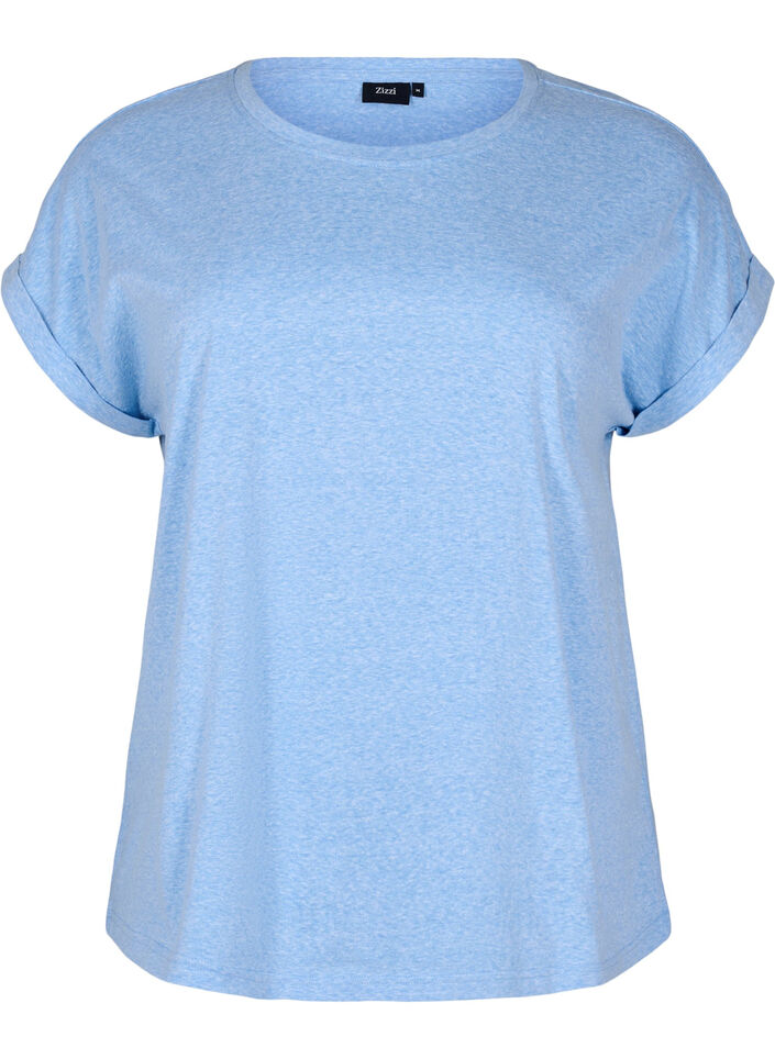 Melange T-shirt with short sleeves, Light Blue, Packshot