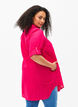 Short-sleeved cotton blend tunic with linen, Bright Rose, Model image number 1