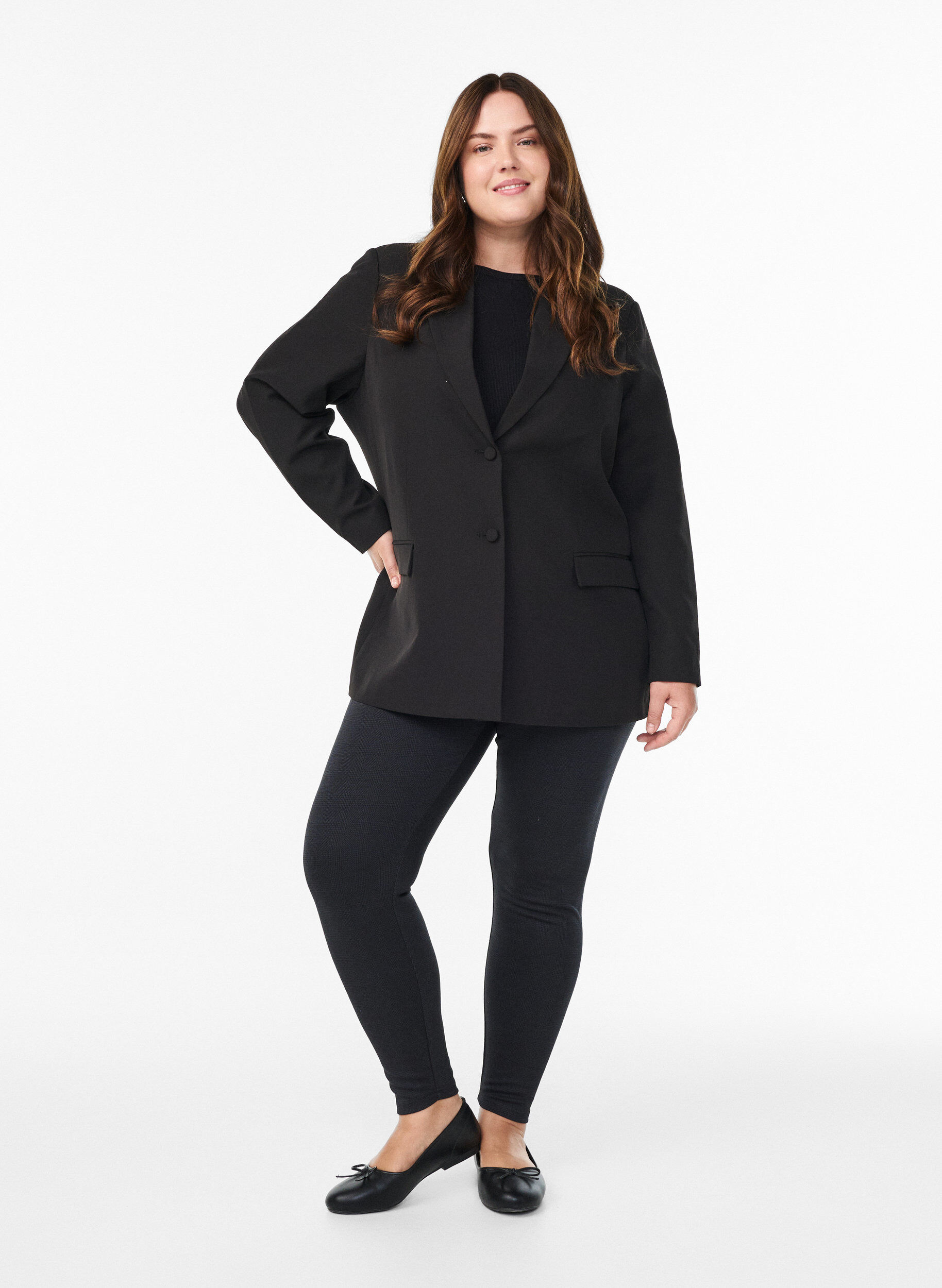 Zizzifashion Leggings with regular waist and pattern, Black, Model image number 1