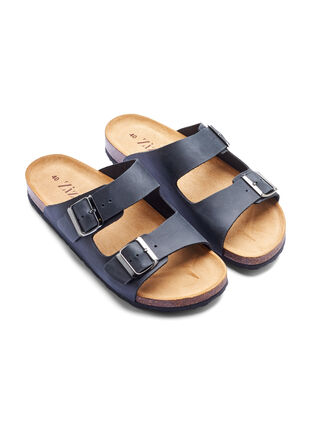 Leather sandals with wide fit, Black, Packshot image number 3