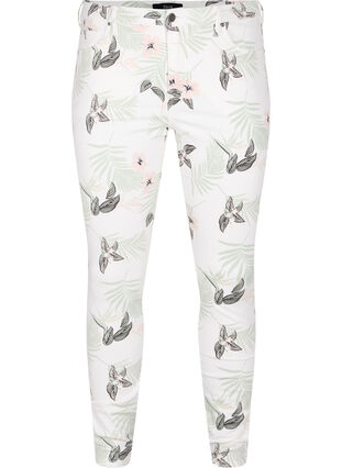 High waisted Amy jeans with floral print, White Flower AOP L78, Packshot image number 0