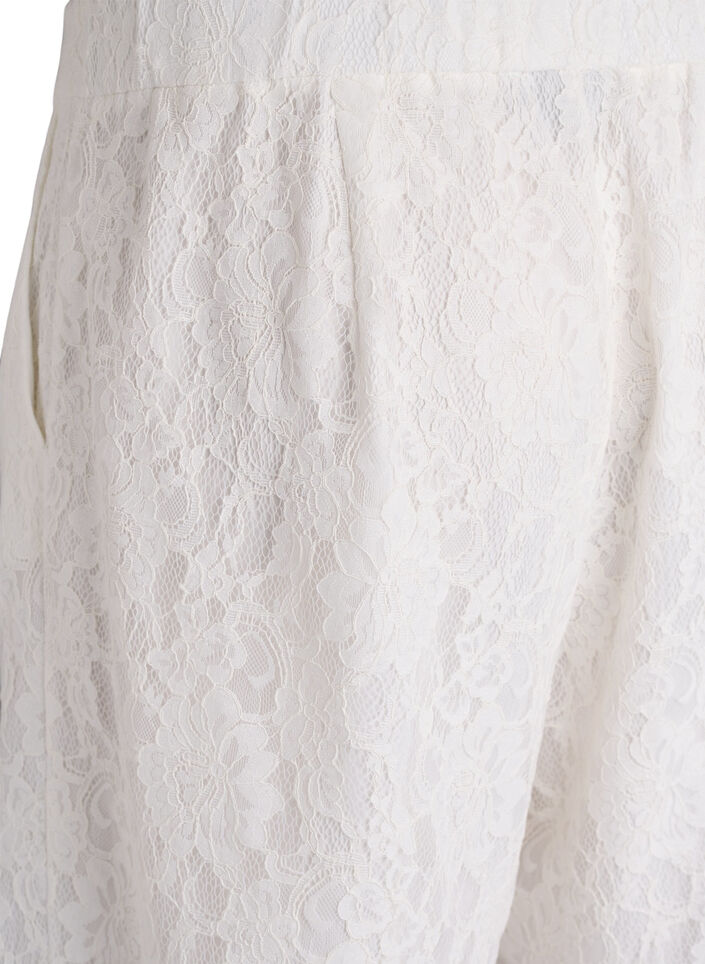 High-waisted lace Bermuda shorts, Vanilla, Packshot image number 3