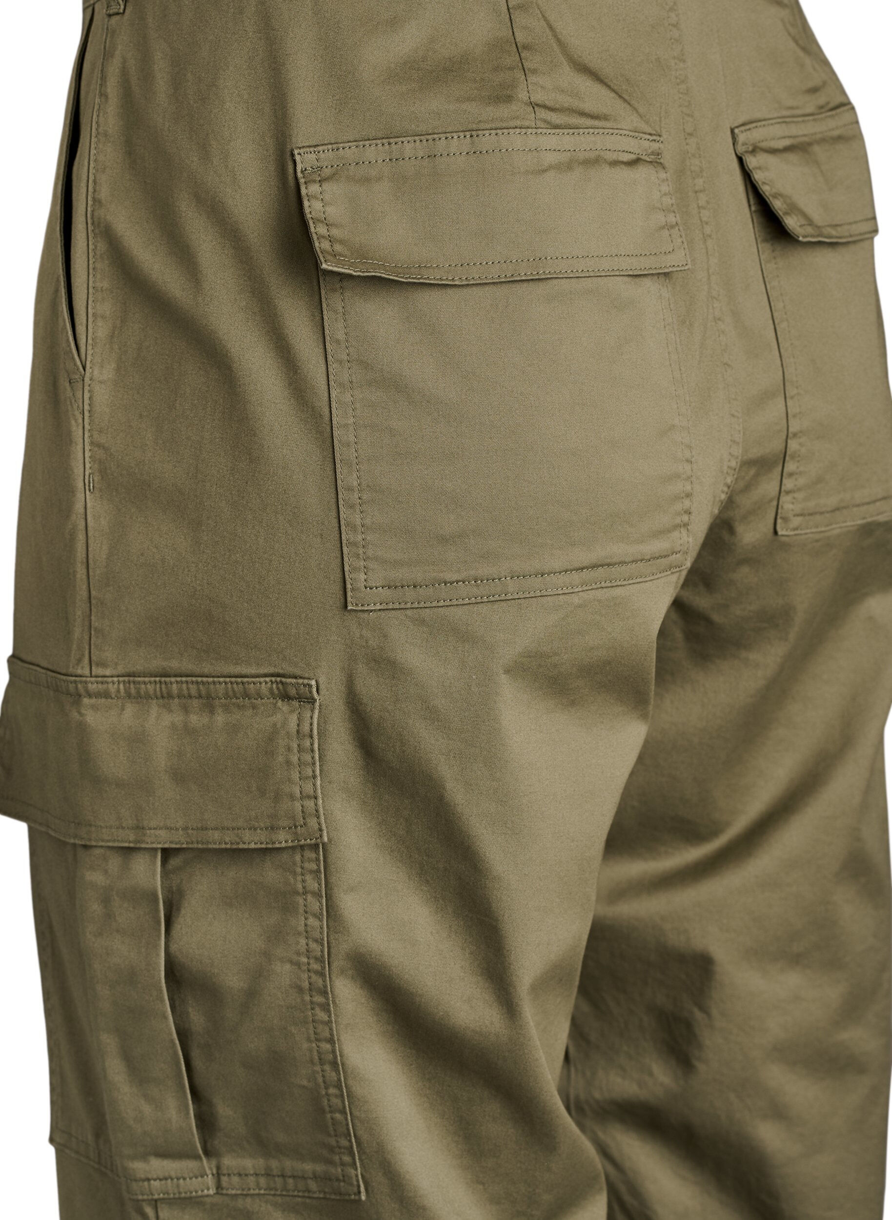 Zizzifashion Wide-leg cargo trousers with a high waist, Green, Packshot image number 3