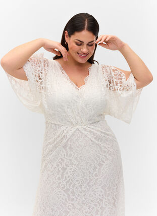 Lace wedding dress with slits, Star White, Model image number 3