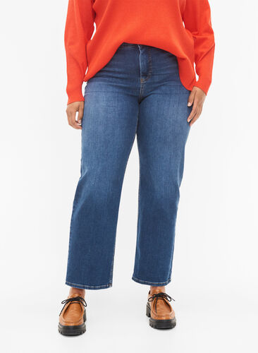 High waist Gemma jeans with push up, Blue denim, Model image number 2