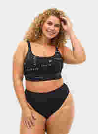 Bikini bottoms with a high waist, Black, Model