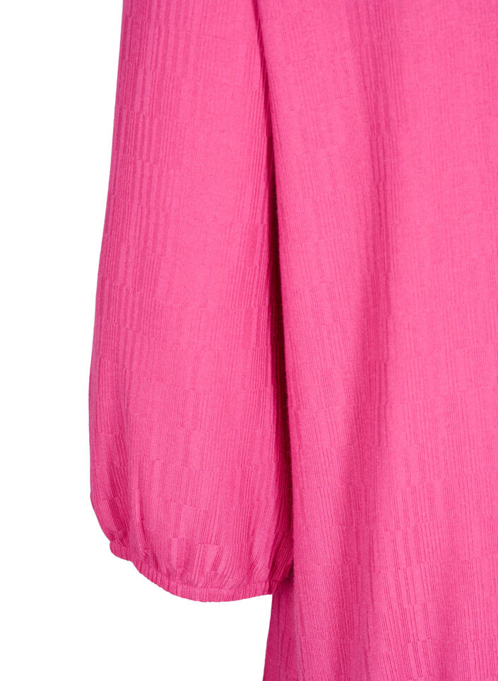 Blouse with texture and 3/4 sleeves, Rose, Packshot image number 3