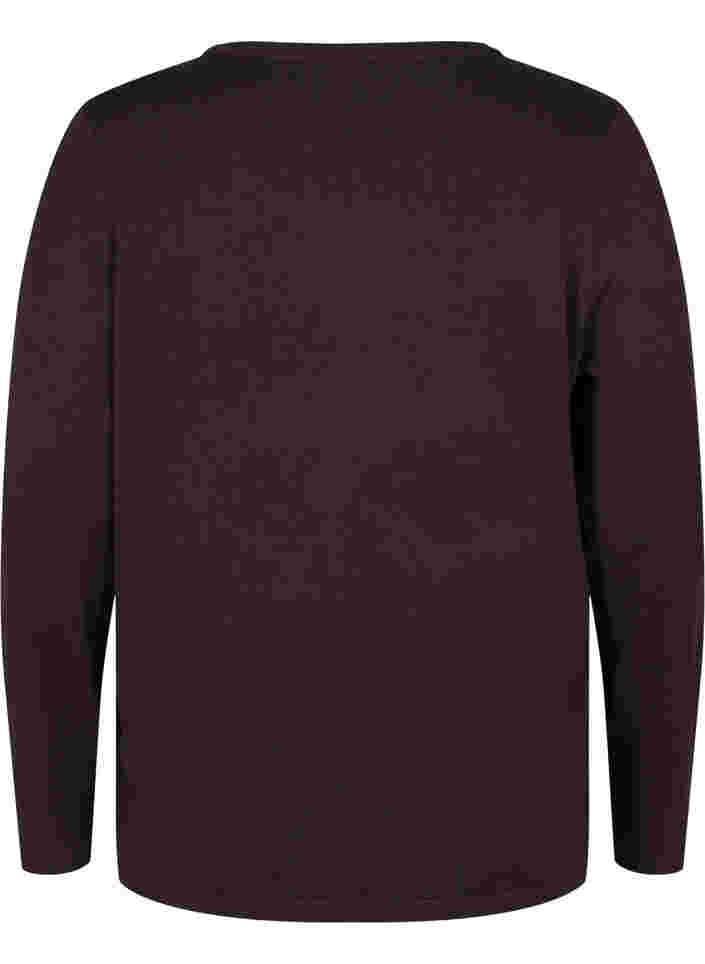 	 Knitted viscose top with long sleeves, Black Coffee Solid, Packshot image number 1