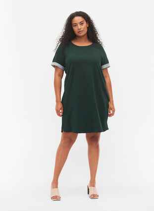 Sweater dress with short sleeves and slits, Scarab, Model image number 2
